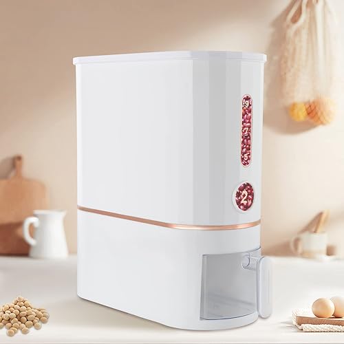 Miniatura 4 de CNCEST Contenedor de arroz de 22 libras, contenedor de almacenamiento de alimentos de gran capacidad con tapa, recipiente de alimentos, dispensador