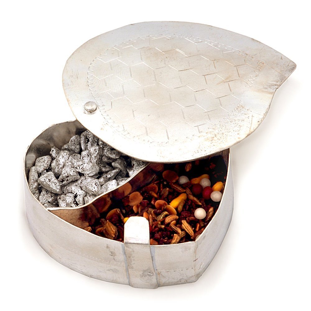 Little India Silver Polished Leaf Shape Stylish Puja Box (224, Silver) - Image 2 thumbnail