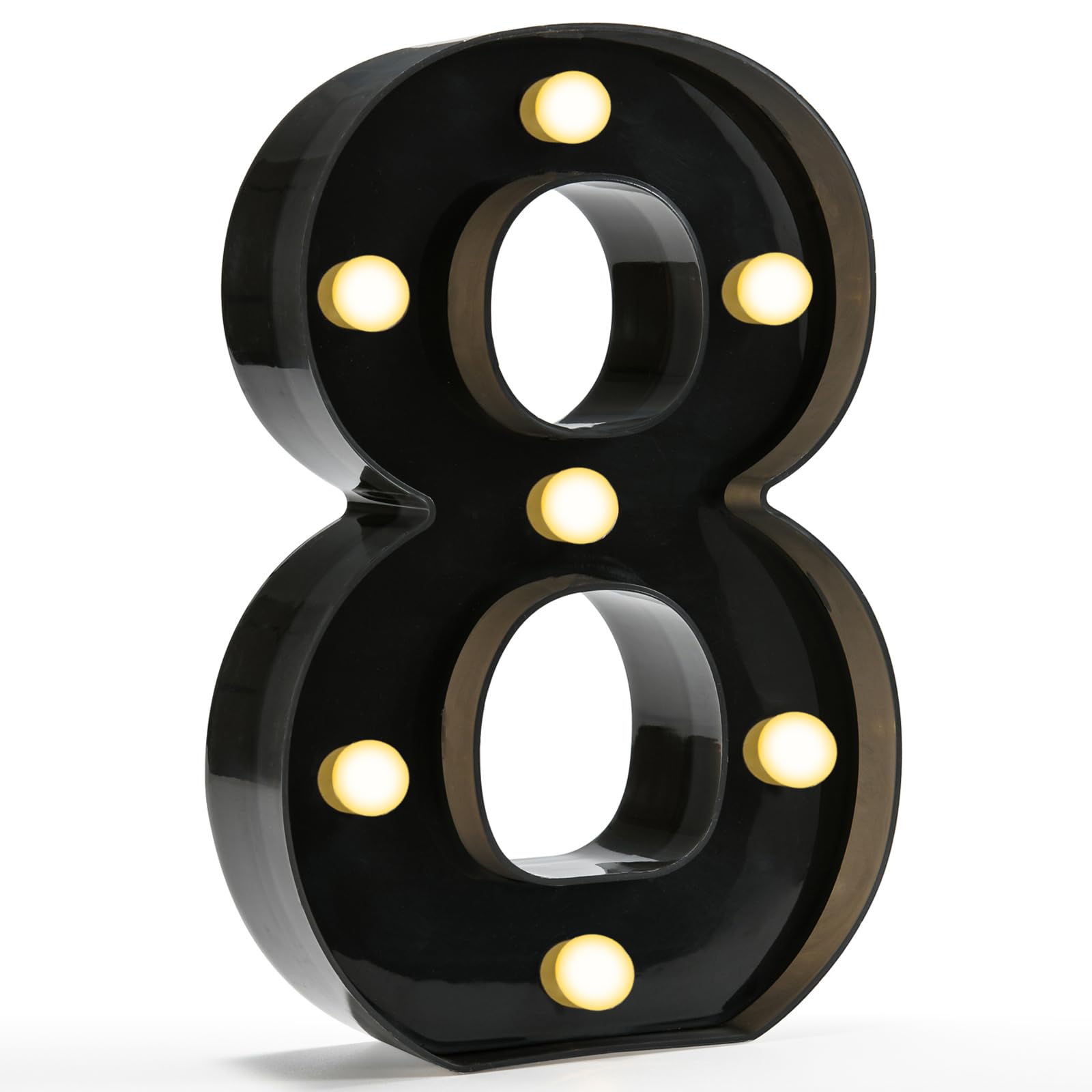 Decorative LED Light Up Numbers, Black Marquee Number with Warm White Lights for 8th Birthday Decorations, Lighted Numbers for Girls Boys Gifts Party Backdrop Wedding Anniversary Decor, Number 8