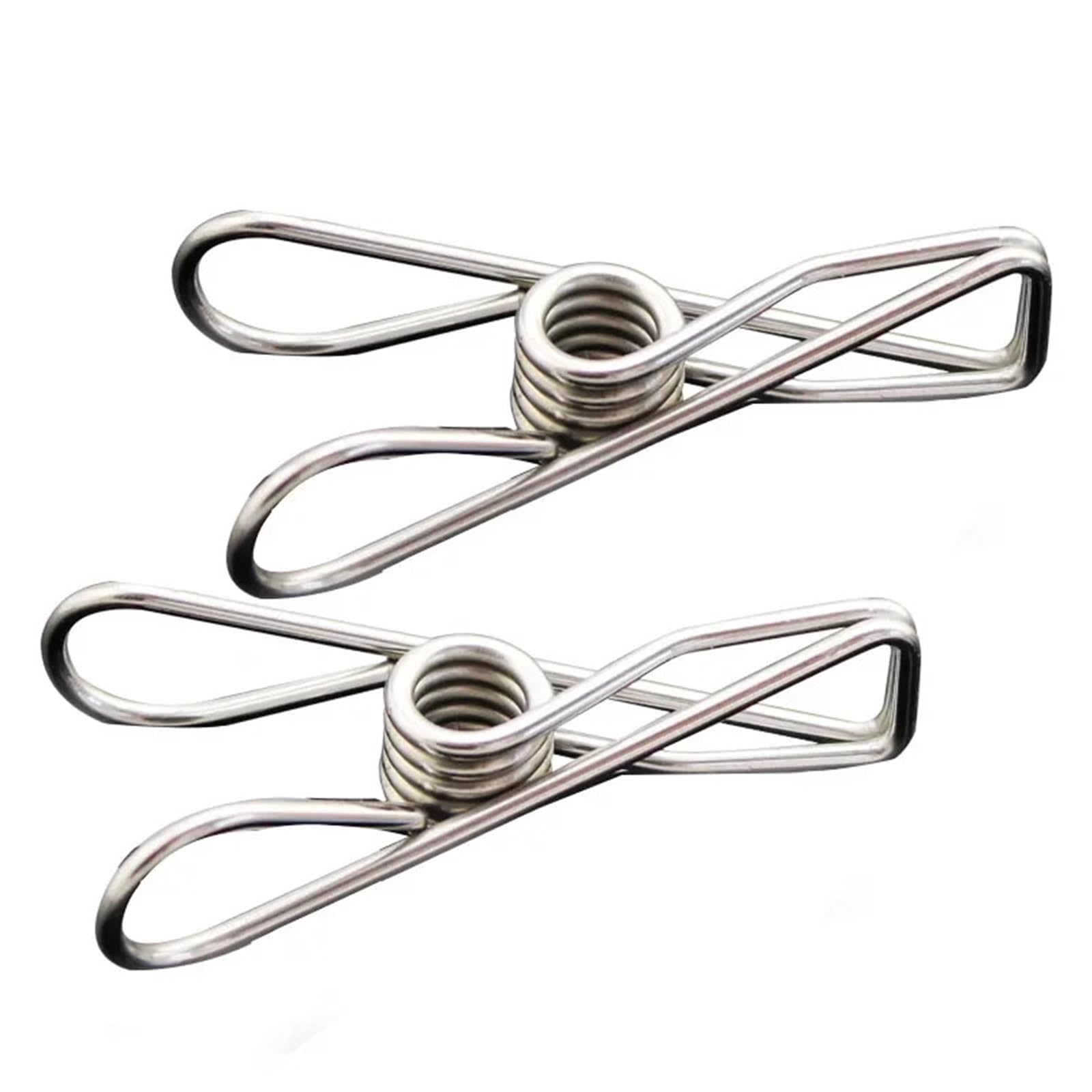 50 Stück 5,2 cm/6,8 cm/8, cm Edelstahl-Clips Wäscheklammern Klammern Halter Kleidung Klemmen Verschlussclip Haushaltswäscheklammer für Kleidung(8.2cm)