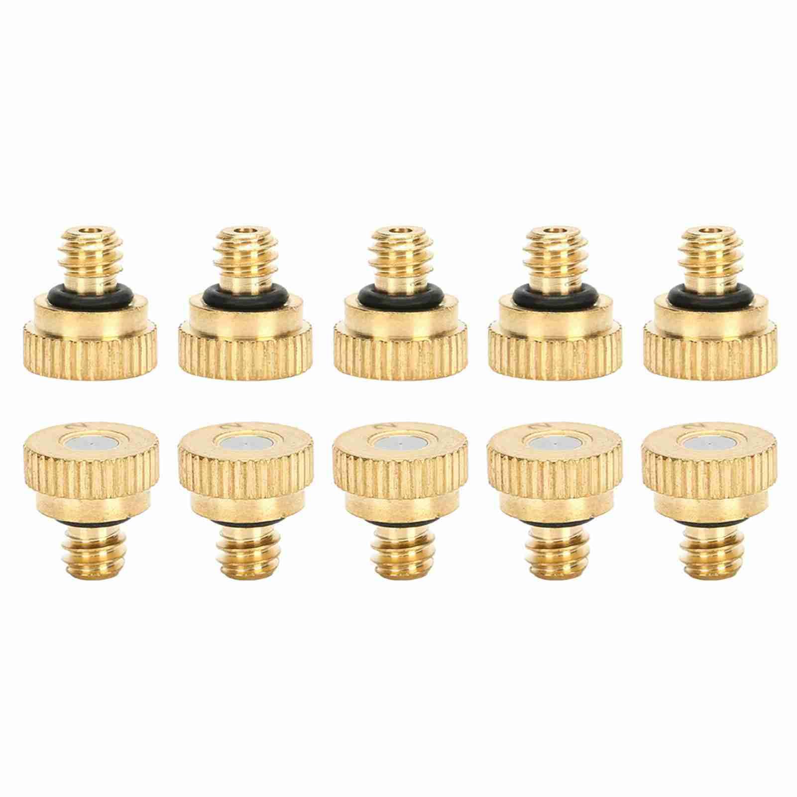 Jelquix 10Pcs Durable Atomizing Sprayer Nozzles for Misting and Cooling in Greenhouses, Brass, 0.2mm, Low Pressure