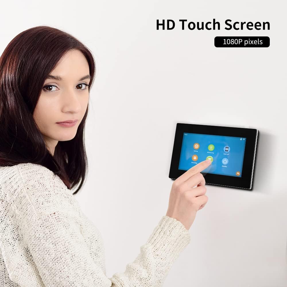 TUYA - Videocitofono da 7 pollici, videocitofono cablato con telecamera 1080p, kit di videocitofono WiFi intelligente per casa e appartamento (1 campanello+2 monitor)