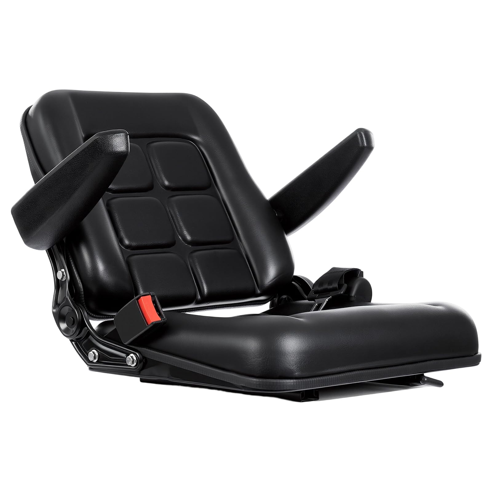 Seggiolino universale per carrello elevatore, nero, di ricambio, con schienale e braccioli regolabili, portata 100 kg, per carrelli elevatori, ATV, trattore, tosaerba o macchine edili