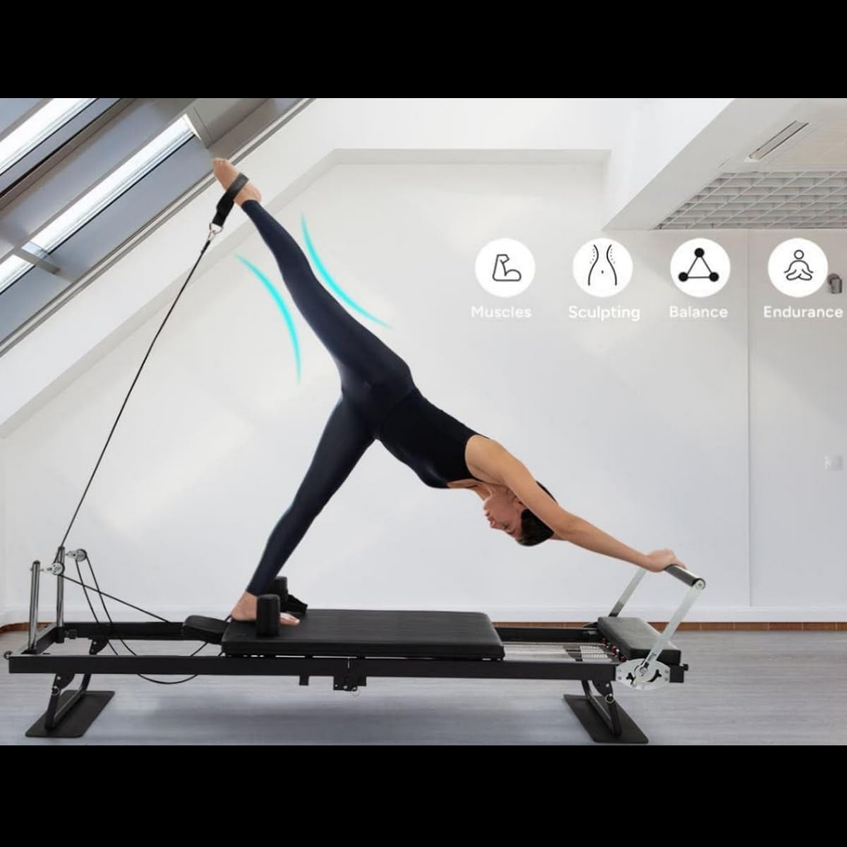 GORICA Reformer Macchina fitness allenamento casa pieghevole regolabile