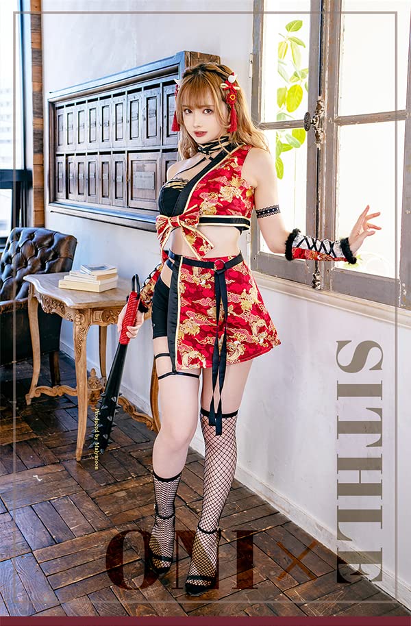 Amazon | 鬼 節分 和装 着物 赤 レッド ハロウィン コスプレ