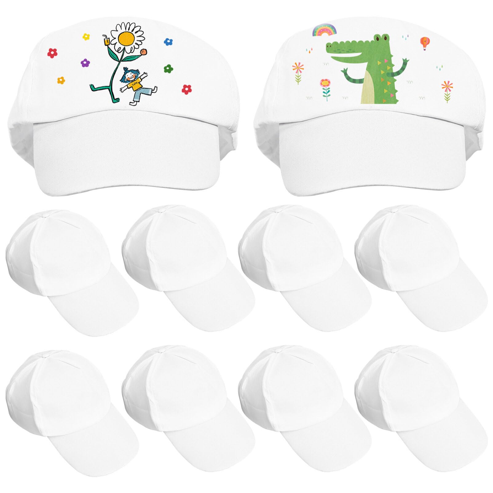 PACKOVE Pack of 10 White Baseball Caps for Children DIY Sports Balls Hats DIY Hats Bulk DIY Graffiti Hat Craft Accessories for DIY Painting Activities
