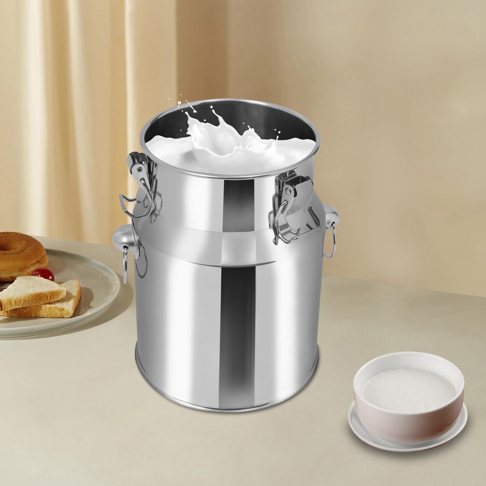 201 Bricco per il latte in acciaio inox, grande apertura della bocca, secchio sigillato, secchio per il vino, secchio per il latte, per la casa, negozio di latte, ristorante