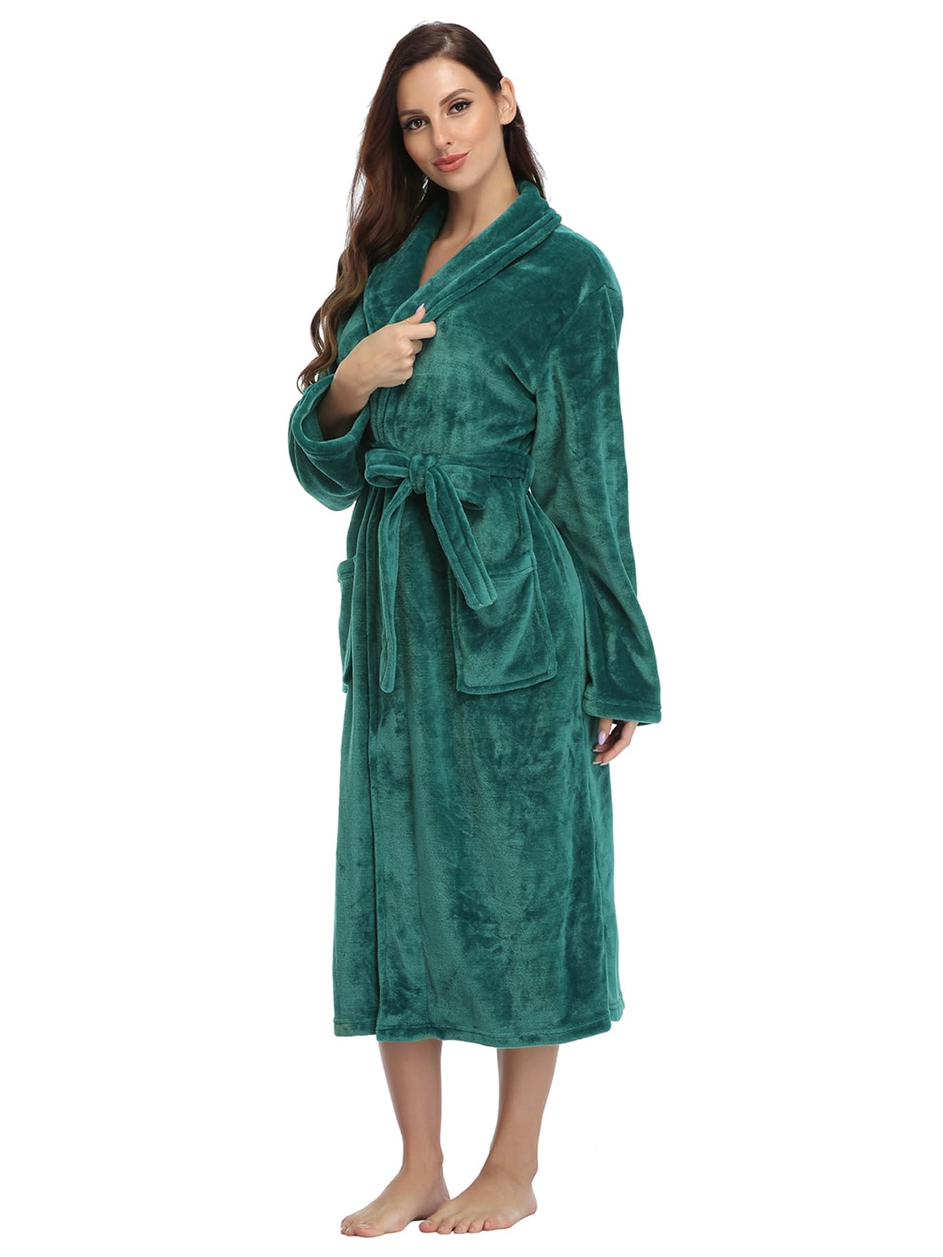 RONGTAI Peignoir long en polaire pour femme