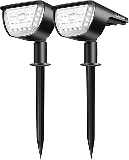 CLAONER Solar Spot Lights Outdoor, 3 Lighting Modes IP65 Waterproof Solar Lights Outdoor, 2-in-1 Solar Landscape Spotlights for Yard Backyard Trees House Garden Walkway-32 LED/Cold White(2 Pack)