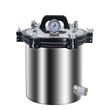24L Autoclave Steam Sterilizer Portable High Pressure Steam Autoclave Sterilizer Dry-Heating Protection Heating Stainless Steel Equipment for Lab