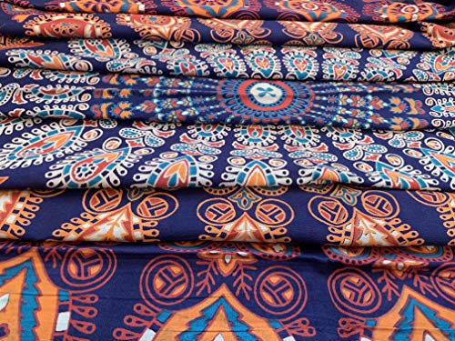Raajsee Round Beach Tapestry Blue Orange Mandala Throw/Boho Hippie Beach Blanket Roundie /Indian Cotton Bohemian Large Round Table Cloth/Yoga Mat Meditation Picnic Rug 70 Inch thumb #5