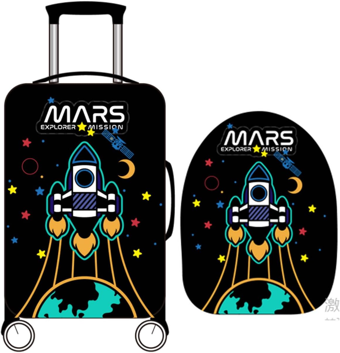 Kids Luggage with Spinner Wheels Set, 16inch Kids Rocket Suitcase, Carry on Luggage Hardside Boys and U shaped Pillow, Toddler Rolling Suitcase for Travel, Airline Approved