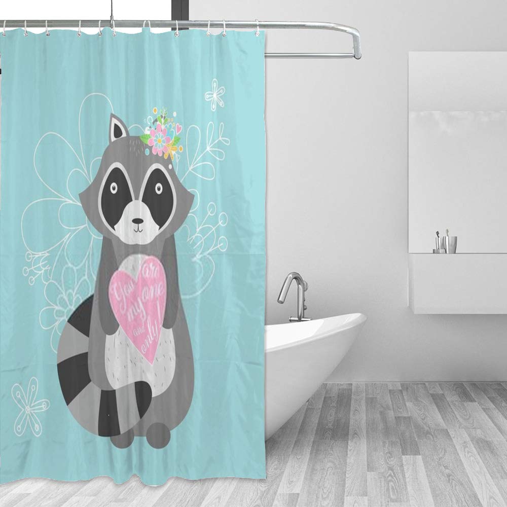 Rideau de douche raton laveur imperméable en polyester 180x180 cm