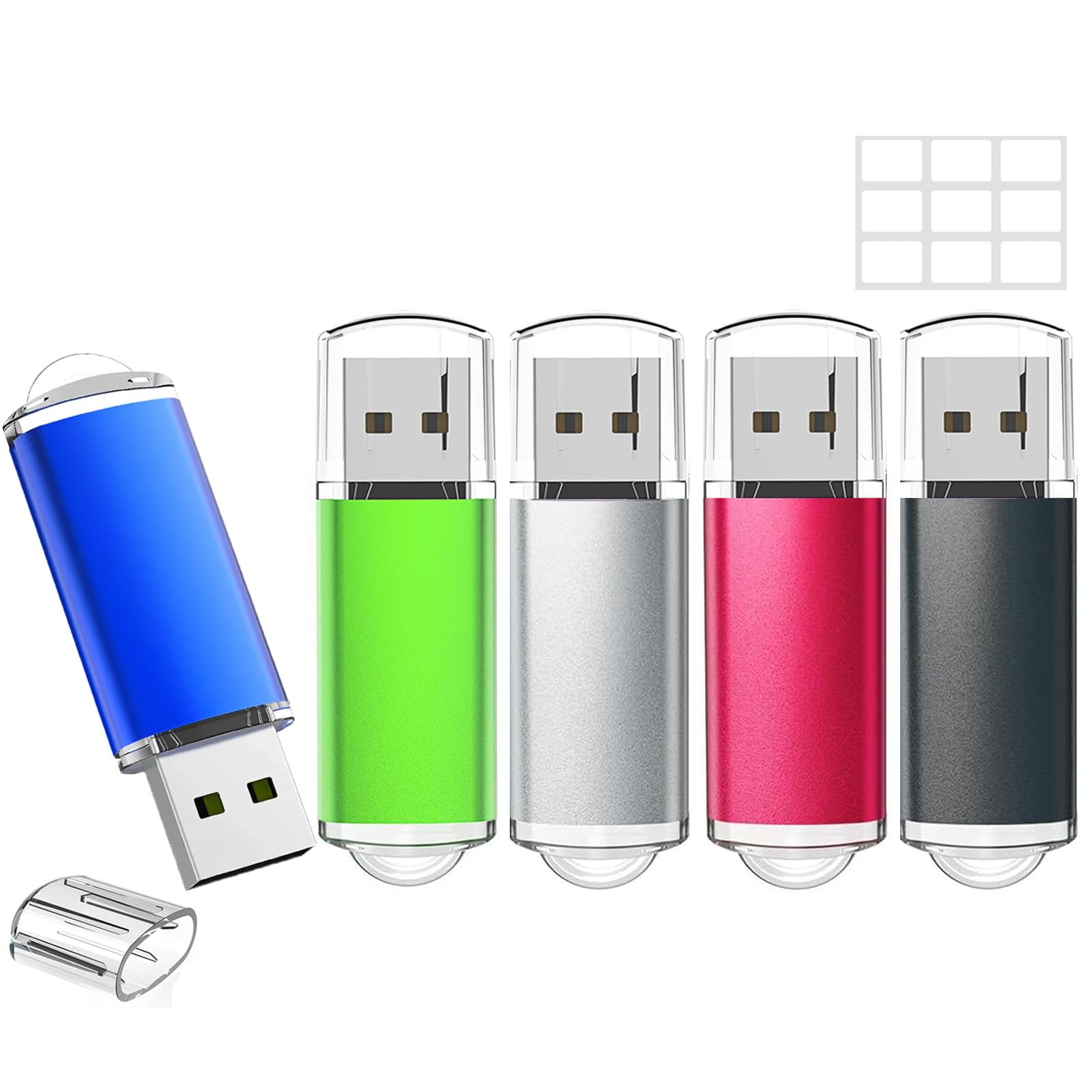 Pamięć USB 64 GB 5 sztuk pendrive 64 GB WISEORANGE Metal USB2.0 pamięć USB do komputera, laptopa, telewizora z oświetleniem LED (5 kolorów)