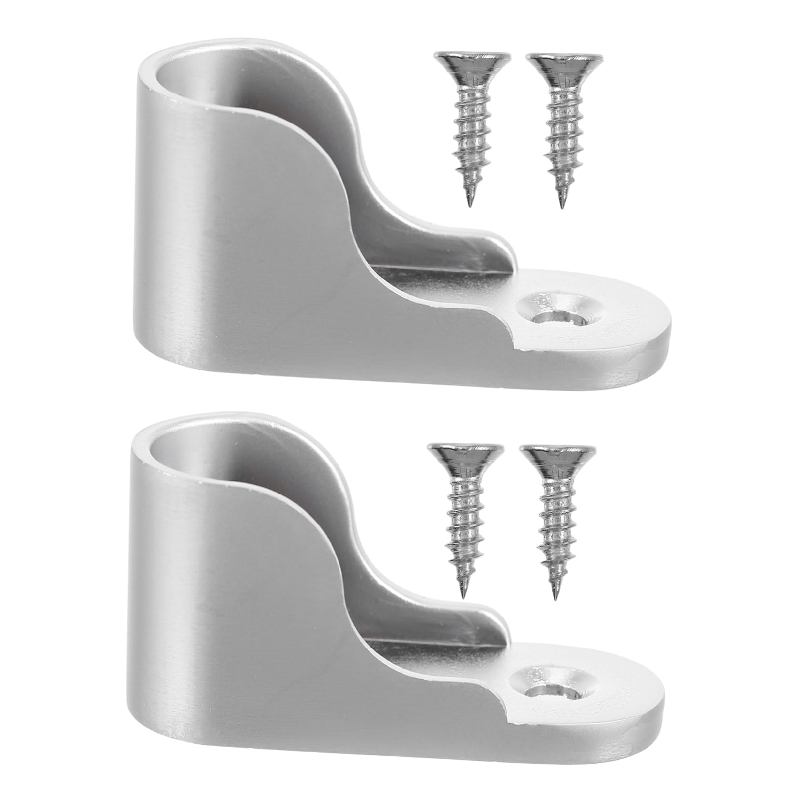 LALADEFIEE 2Pcs Heavy Duty Closet Rod Holders Socket Flange Base for Wardrobe and Bathroom Easy Installation for Clothes Display and Storage Silver