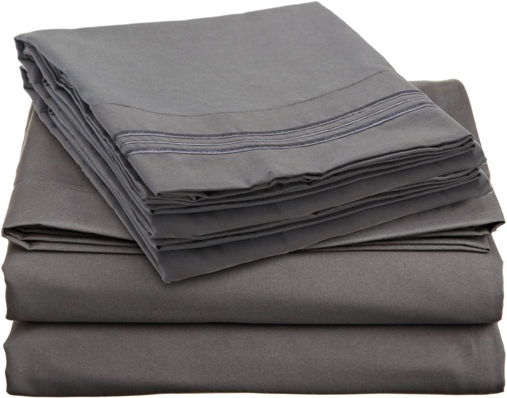 Clara Clark 1800 Series Bed Sheet Sets - Stay fit on Mattress with Elastic Straps at Corners - King, Charcoal Stone Gray - Image 6