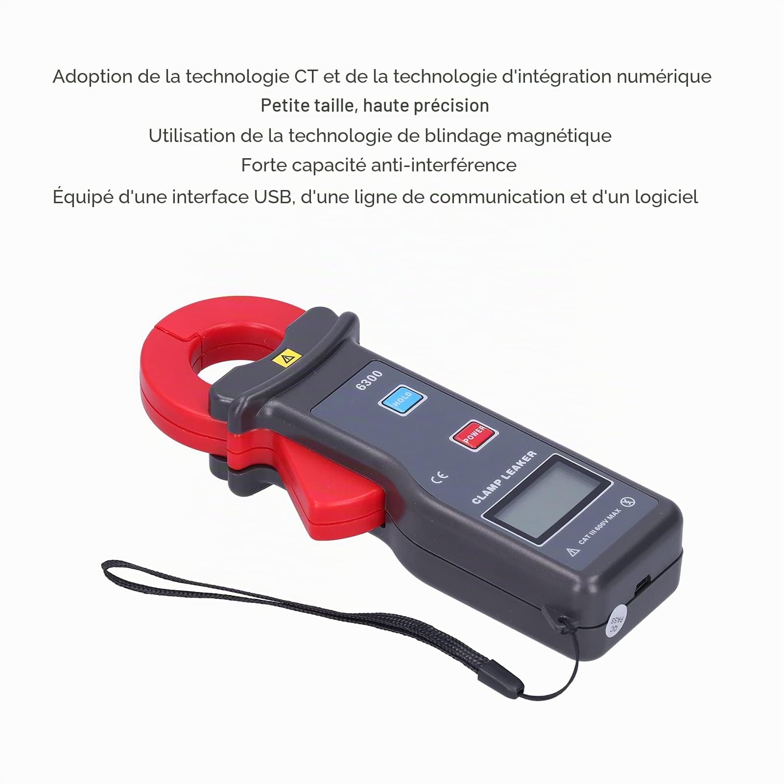Pince Ampèremétrique ETCR‑6300 Écran LCD Pince Multimètre de Courant de Fuite Ampèremètre à Pince avec Interface USB