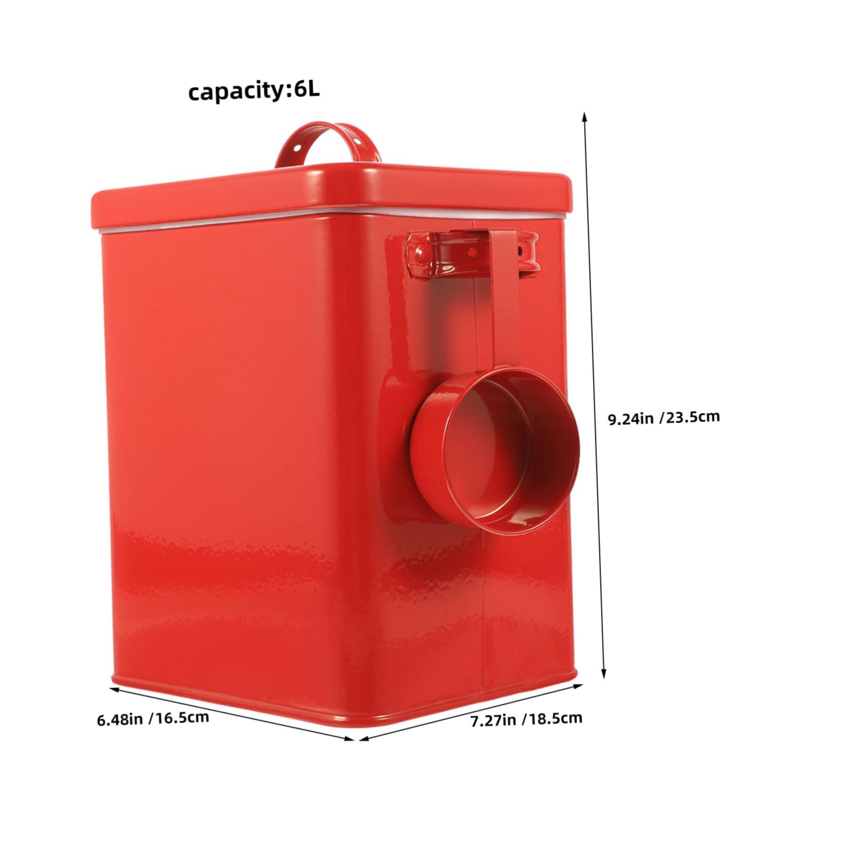 Luftdichte Tierfutterbehälter 6l aus Eisen, Rot, mit Scoop