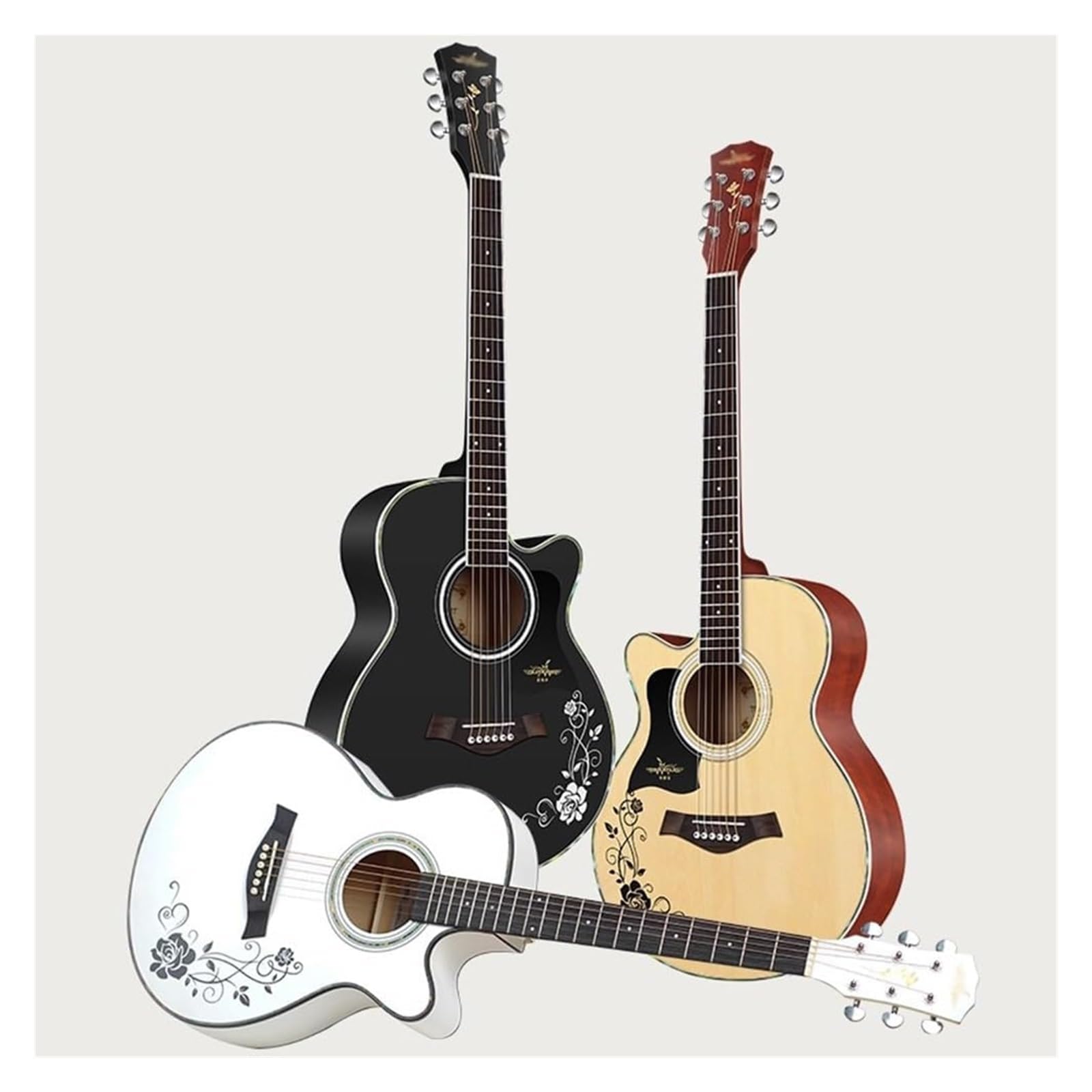 40-Zoll-Einsteiger-Akustik-Klassikgitarre, Cutaway-Akustikgitarren-Starterset For Erwachsene Mit Gepolsterter Gigbag, Gurt, Kapodaster, Saiten, Plektren(Natural)