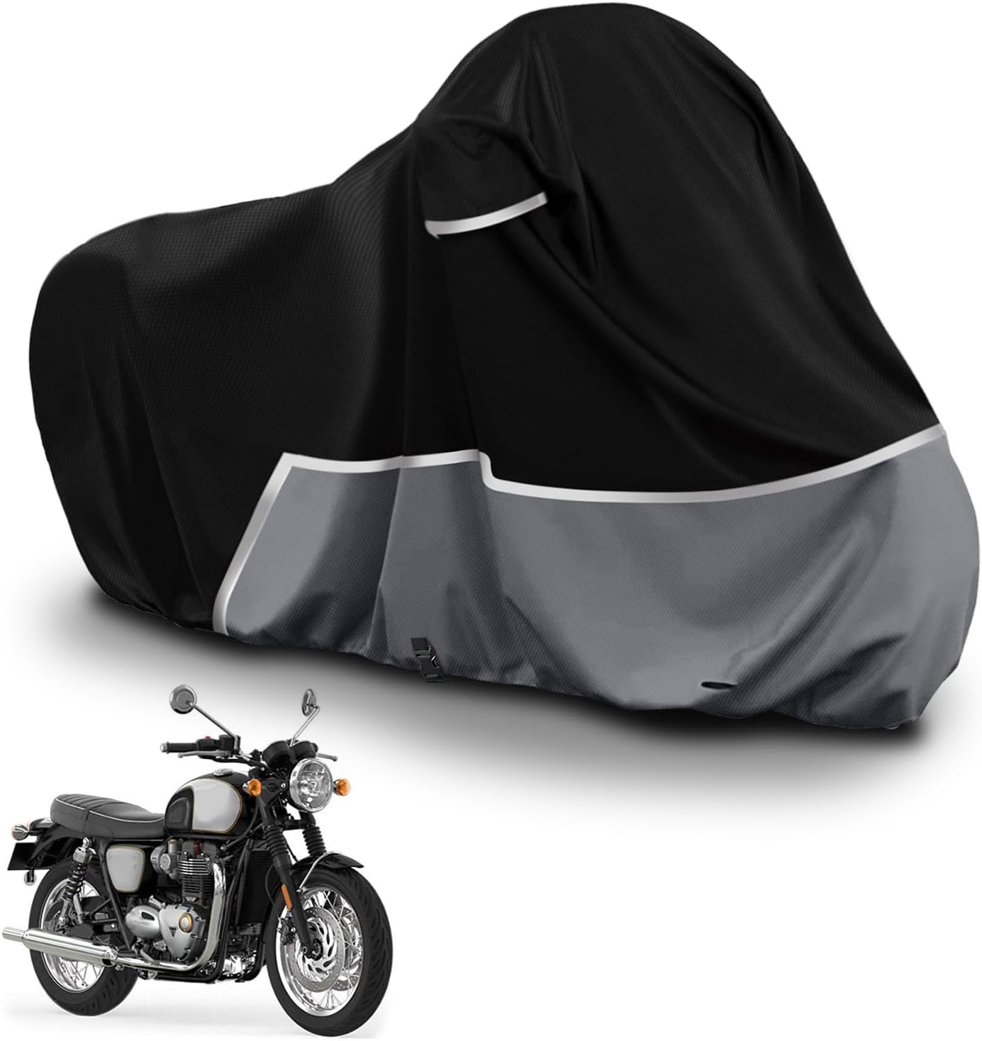 Waterproof Motorcycle Cover Compatible with Triumph Bonneville Bobber/Speedmaster/T100/T120, 420D Oxford Cloth Motorcycle Cover for Snow Rain Dust Protection