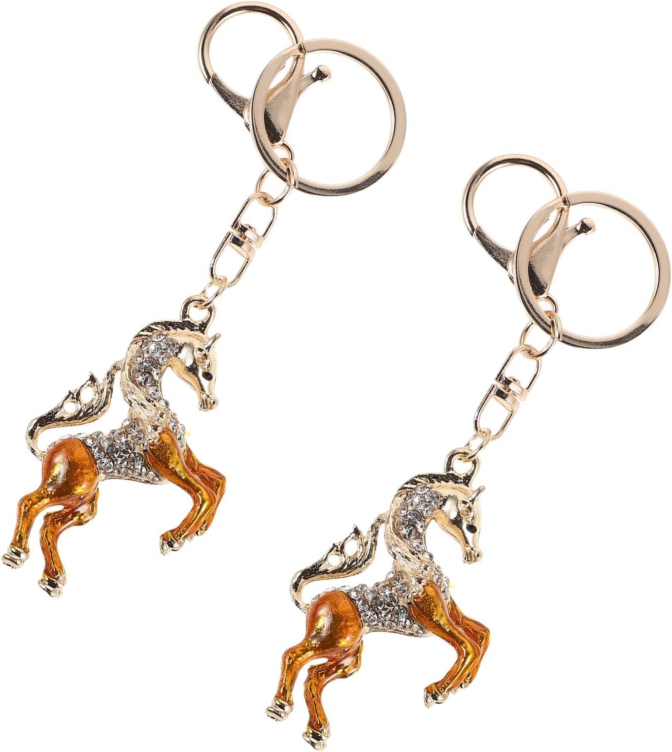 LUOZZY 8 Pcs Rhinestone Horse Charm Keychain for Bags and Keys Equestrian Animal Pendant Accessories