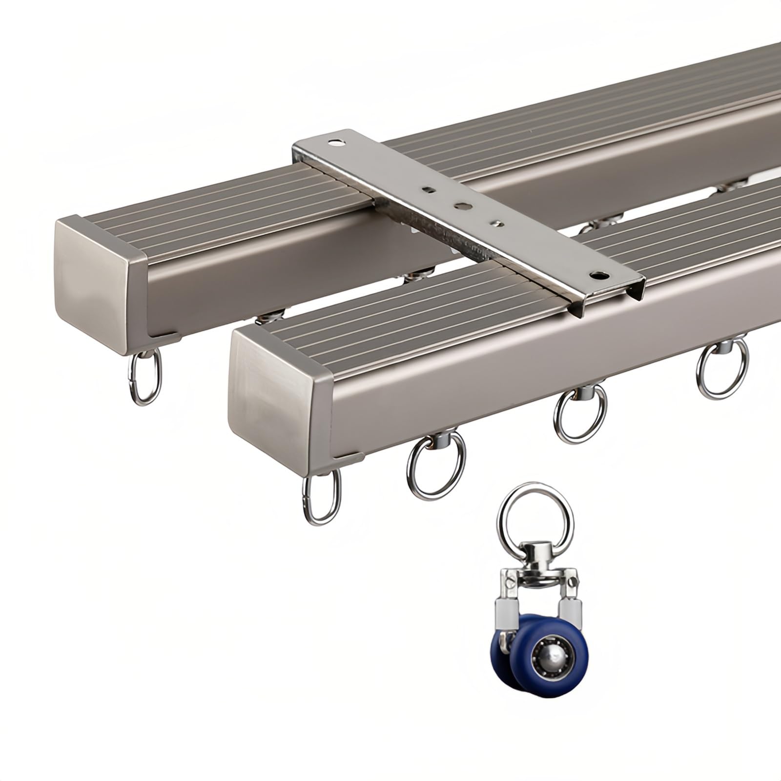 Tringle à rideaux double rail aluminium 140 cm montage plafond mur pour salon