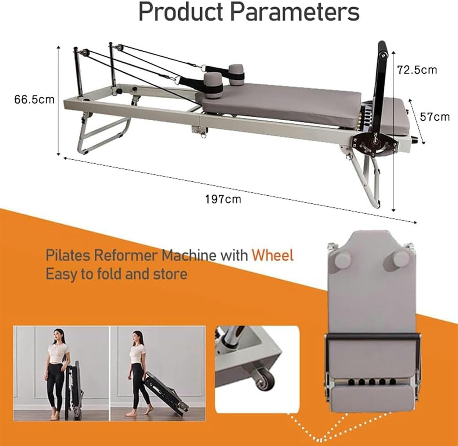 Home Pilates Reformer Machine, Pilates Exercise Equipment, Three Adjustable Modes Reformer Core Bed, for Home Gym Women Yoga Workout Indoor