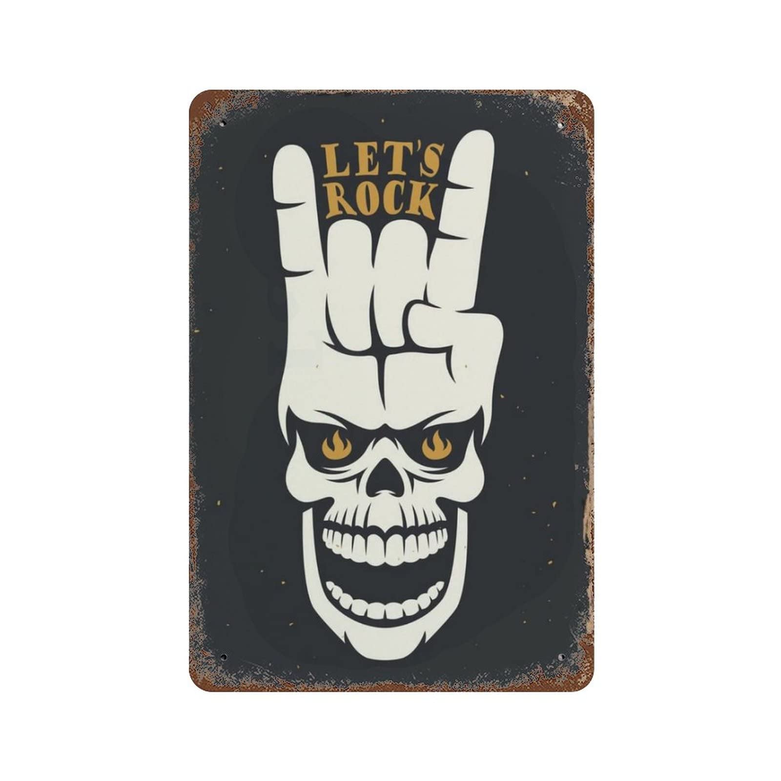 AOOEDM Let's Rock Music Vintage Metal Sign Tin Sign for Home Bar Pub Kitchen Man Cave Tin Sign Wall Decor Poster Wall Plaque