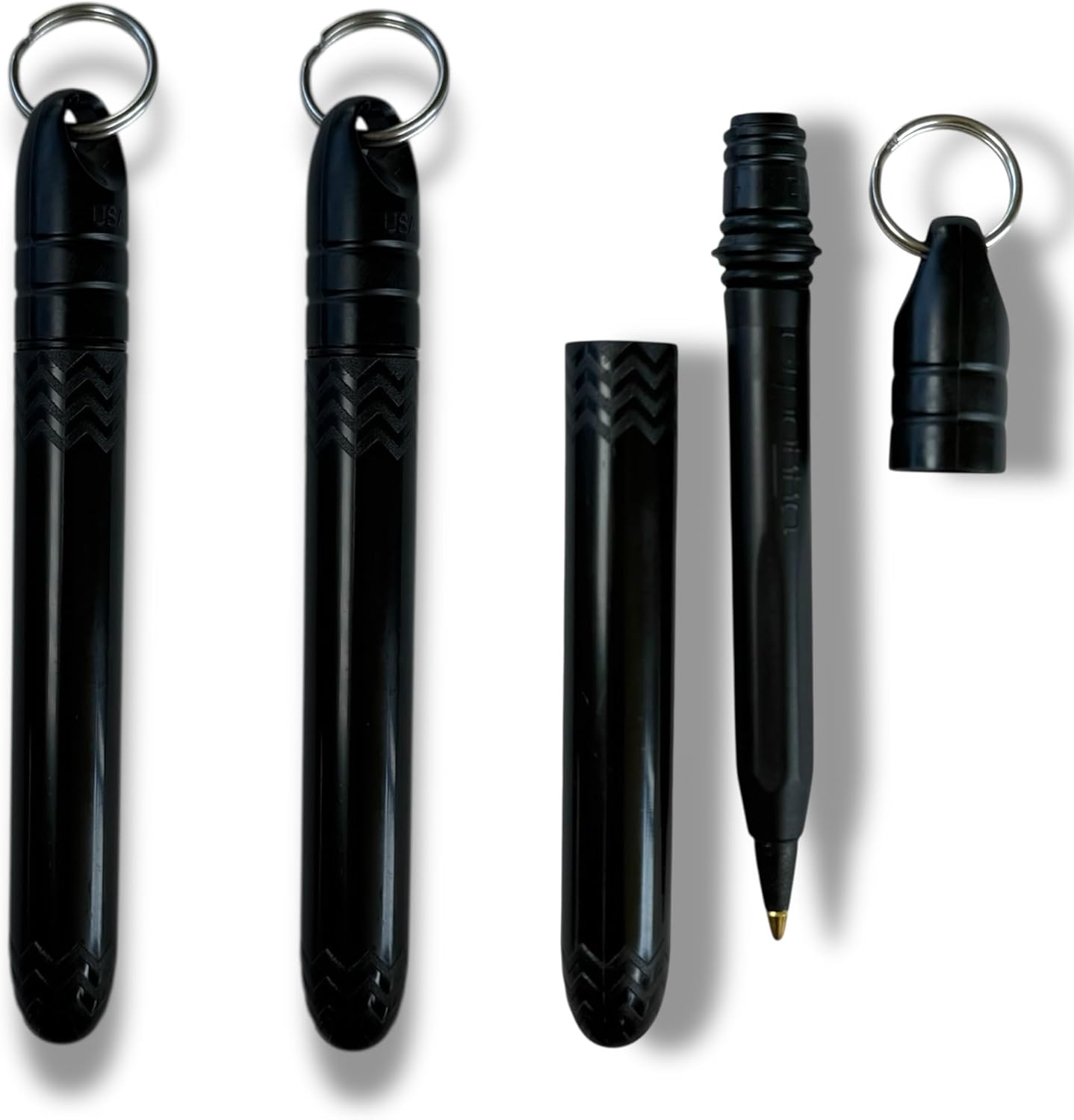 USA Made pocket pen 3 Pack with keychain Dock, attaches to backpack, keys, lanyard-compact, affordable, lightweight, EDC black ink mini pen–waterproof, floats–carries small, writes big (Black)