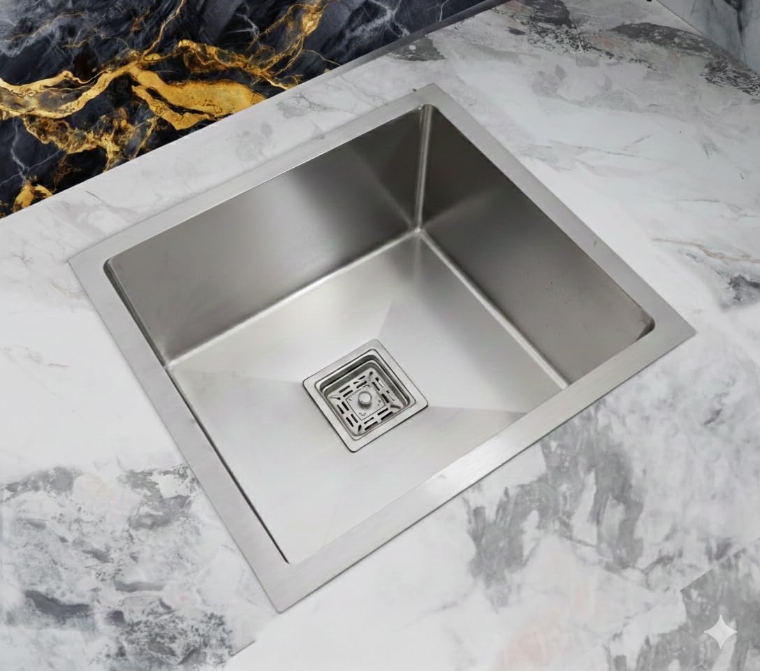 BOWLS & MORE | 20" x 17" x 9" Heavyduty Handmade Kitchen Sink | 304 Grade Stainless Steel Kitchen Sink | Matt Finish (SILVER)