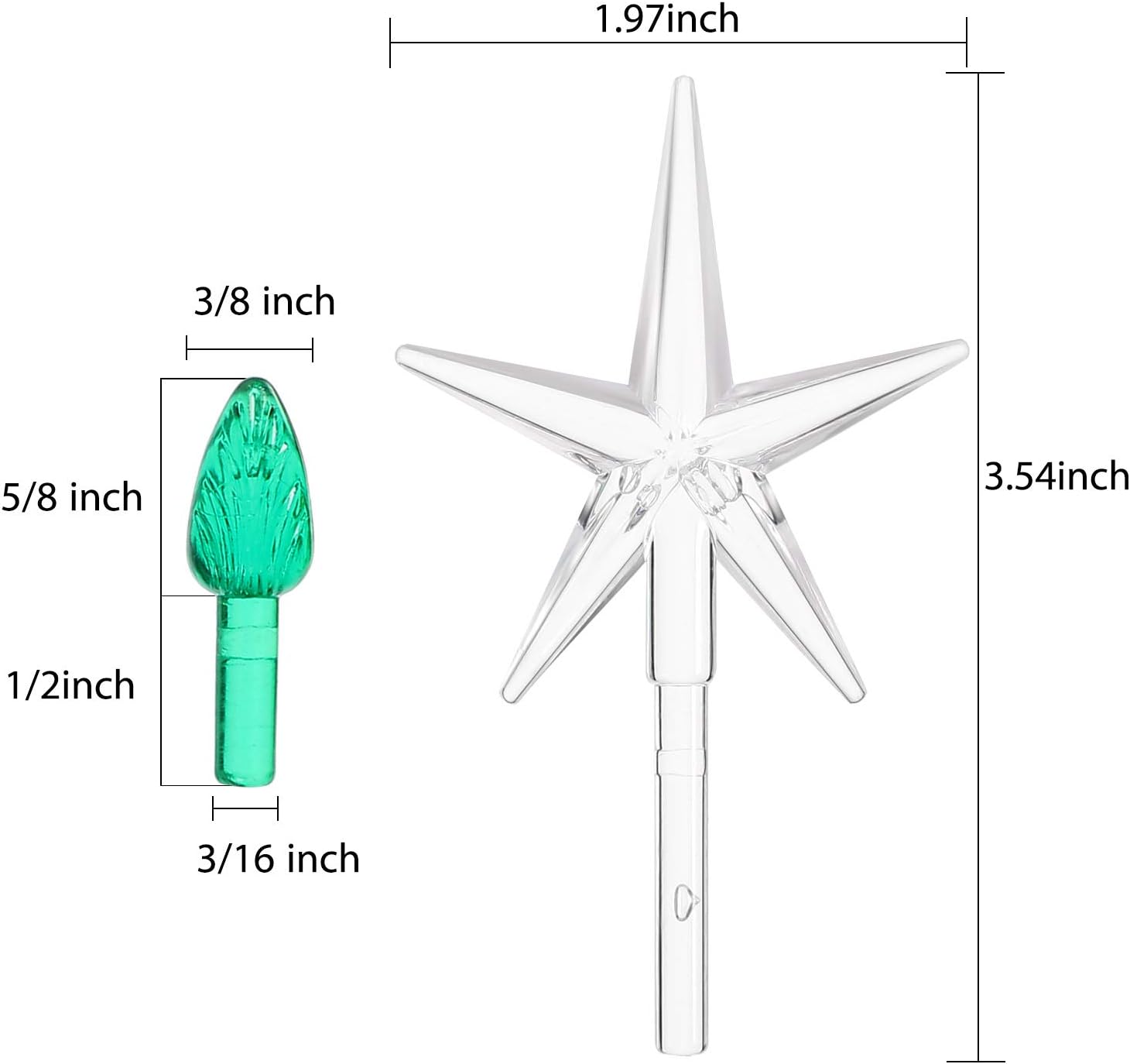 150 Pieces Ceramic Christmas Tree Replacement Lights, Multi Color Medium Plastic Light Up Twist/Bulbs and 1 Piece Ceramic Tree Star Ornament