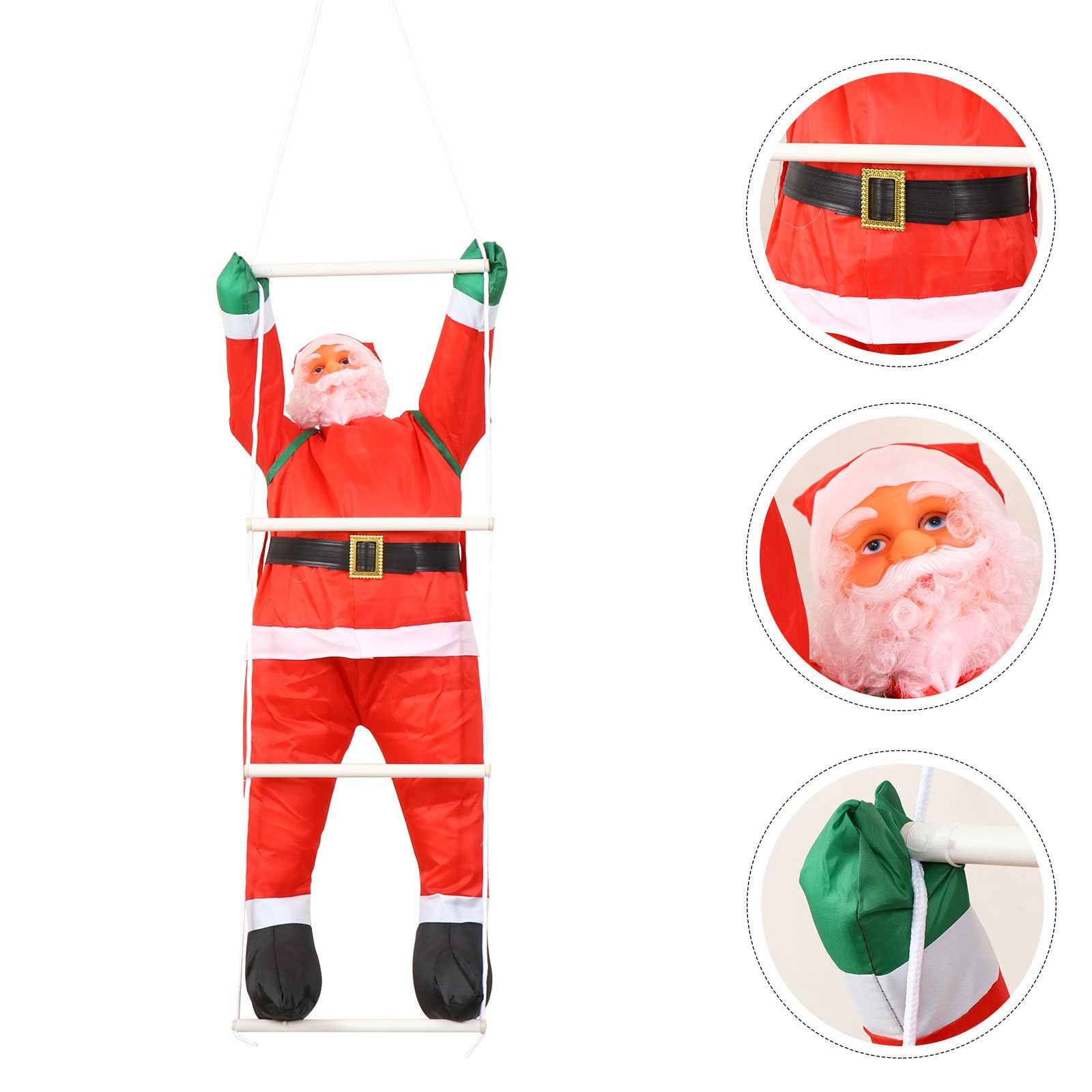 Colgante Navideño de Papá Noel para Decoración de Escalera Tela Oxford y Algodón PP, Accesorio Divertido para Fiesta y Ambiente Navideño Clásico