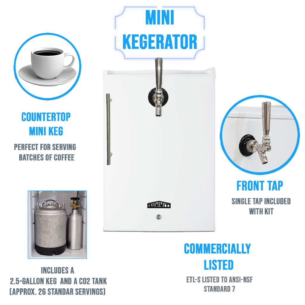 Summit 17" Mini Coffee Kegerator, Single Tap, Mini Keg, Tap Kit and 2.5 Gallon Keg Included - FF31L7FRTPC