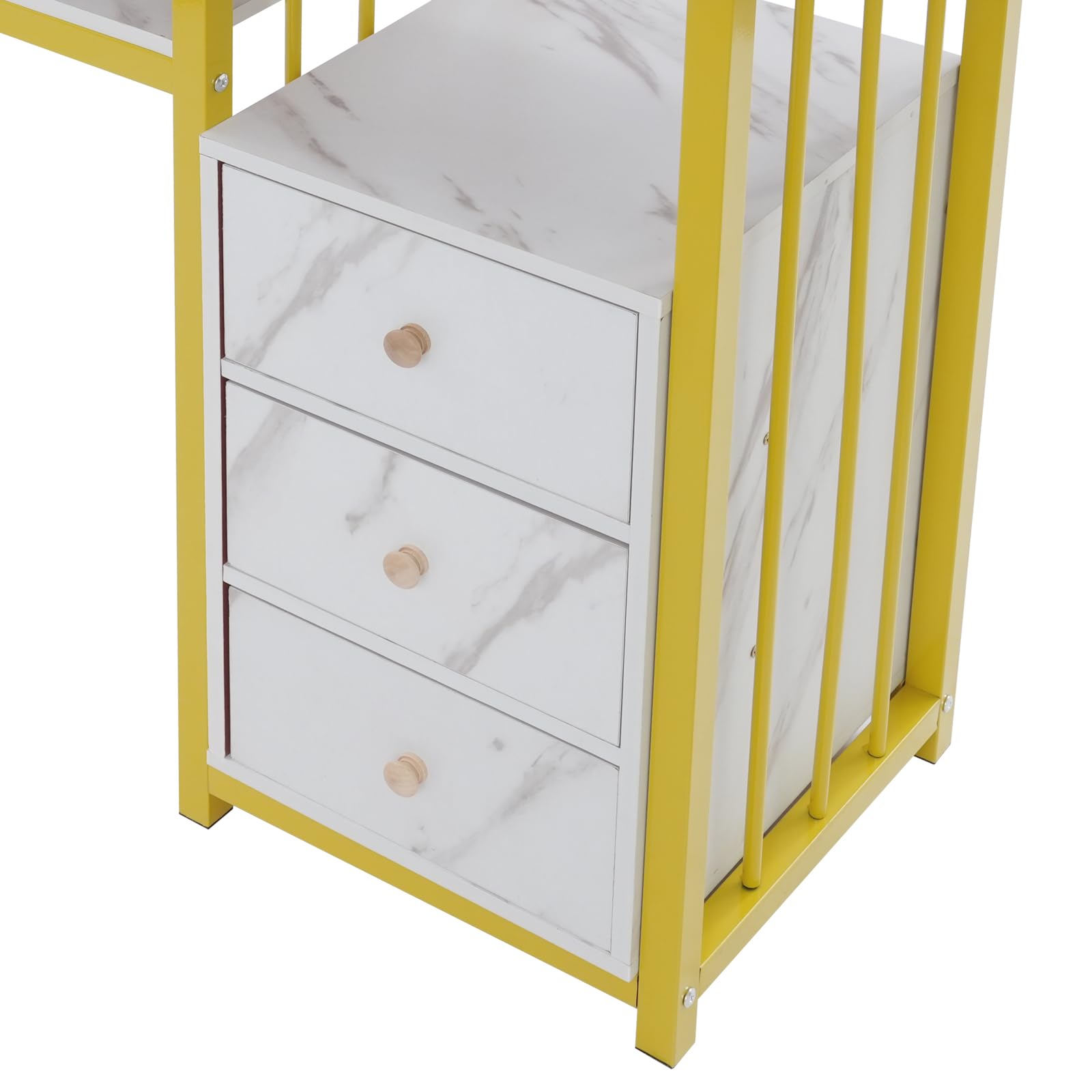 Scrivania con 3 cassetti, tavolo per manicure, struttura marmorizzata, scrivania per computer, soggiorno, 2 scaffali aperti, per uffici, saloni di bellezza, 100 x 40 x 76 cm