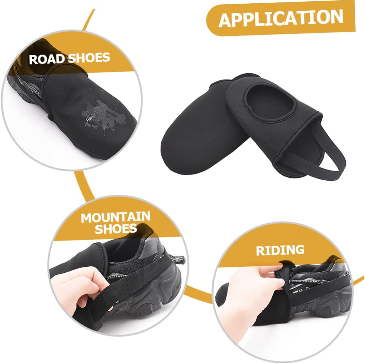 1pair Windproof Cycling Shoe Covers Thermal Neoprene Overshoes for Mountain Road Cycling Skid Half Shoe Protectors Riding Accessories Black