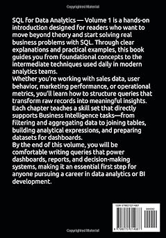 SQL for Data Analytics Volume 1: Beginner to Intermediate Queries for Business Intelligence (SQL for Data & Product Analytics Series)