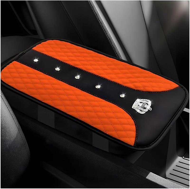 Almofada para Apoio de Braço e Console Central Yourkar Bling Crown com Cristais Laranja – 1 unidade
