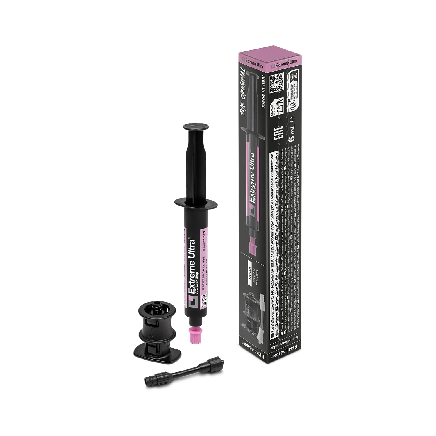 Errecom Extreme Ultra - 6 ml  Dichtungsmittel für Kfz-Klimaanlagen  6-ml-Spritze  inklusive Adapter für niederdruckseitiges Füllventil Gas R134a
