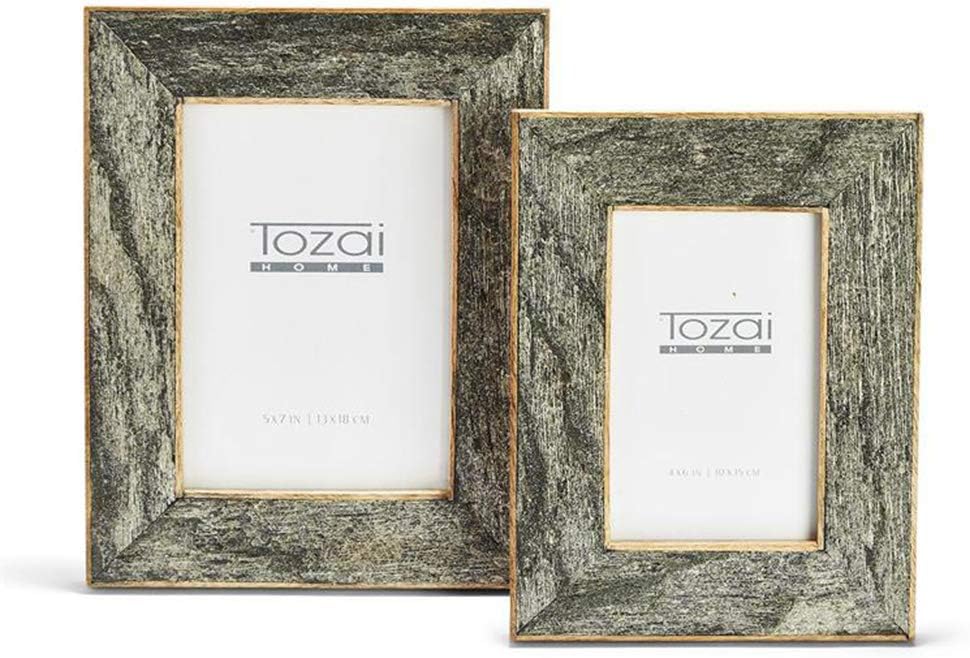 TOZAI All Slate Set of 2 Genuine Silver Slate Photo Frames