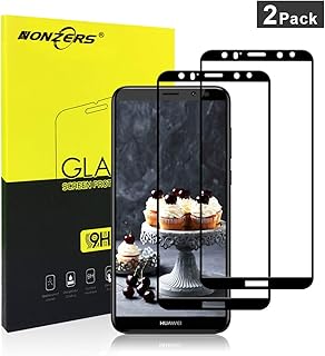 NONZERS 2-Unidades Cristal Templado para Huawei Mate 10 Lite,Protector de Pantalla con 9H Dureza,Resistente a Araaozos y Golpes,Completa Vidrio Templado para Huawei Mate 10 Lite(Negro)