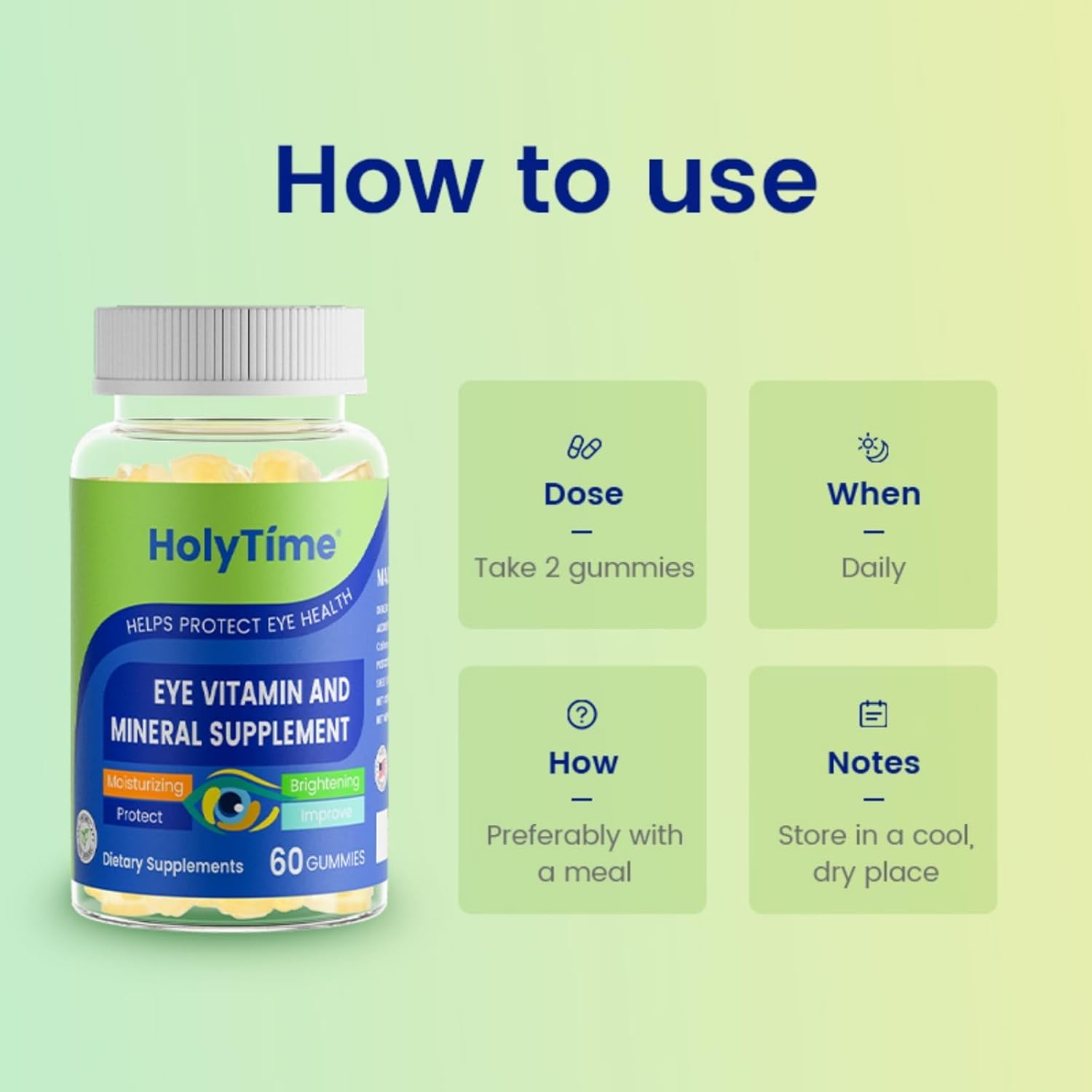 HolyTime Lutein Gummies – Dietary Supplement for Eye Health Support – with Lutein & Zeaxanthin – Plant-Based Daily Formula with Zinc, Vitamin C & E – Natural Berry Flavor – Vegan Friendly (3)