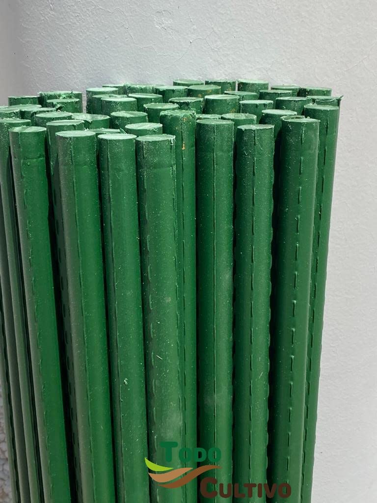Tutor acero plastificado con punta 20mm x 1.5m. 25uds. Color verde, entutorado y guiado de plantas firme y duradero