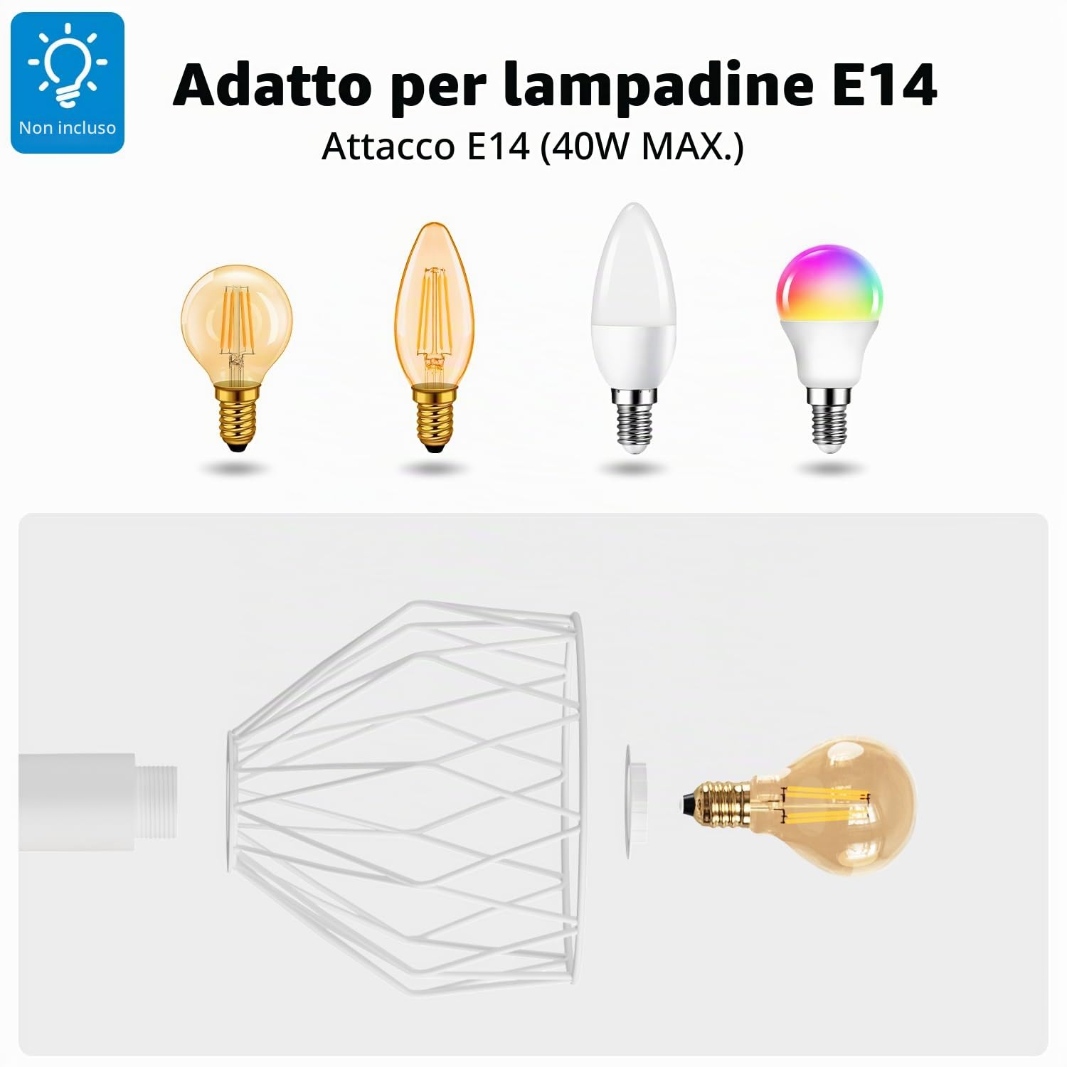 LVWIT Faretti LED da Soffitto Orientabili Bianco, Faretto da Interno con 3 Lampadine LED E14, Base di Legno, Faretti Soffitto Retrò per Barra, Salotto,Cameretta, Cucina (Lampadine Escluse)