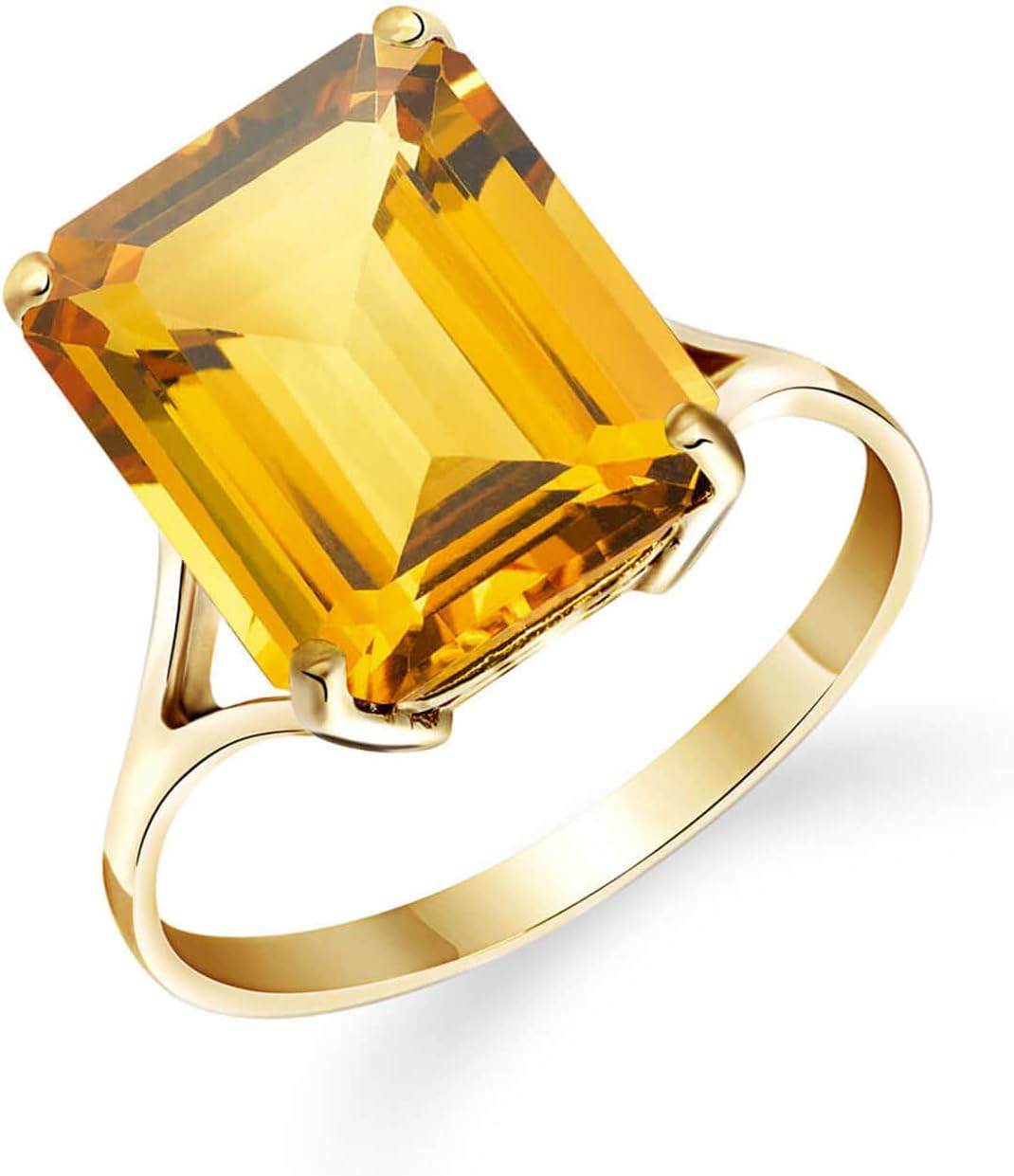 Galaxy Gold GG 14K Solid Yellow Gold Ring With Octagon Shape Natural Citrine Grade AAA