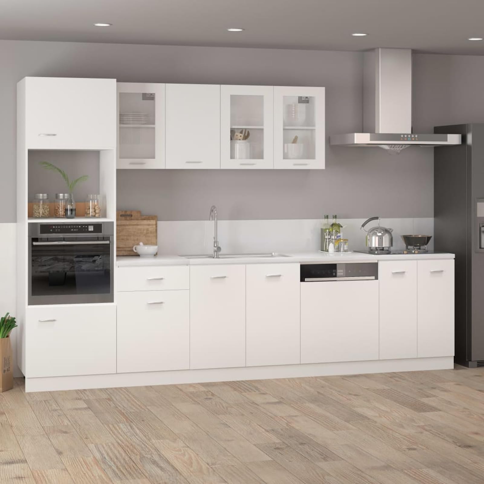 ATOMSTACK MAKER Armadio sospeso in vetro bianco, 40 x 31 x 60 cm, mobile da cucina con frontale in vetro, 2 ripiani, portata 60 kg, in legno e vetro di sicurezza, design minimalista per cucina/bagno