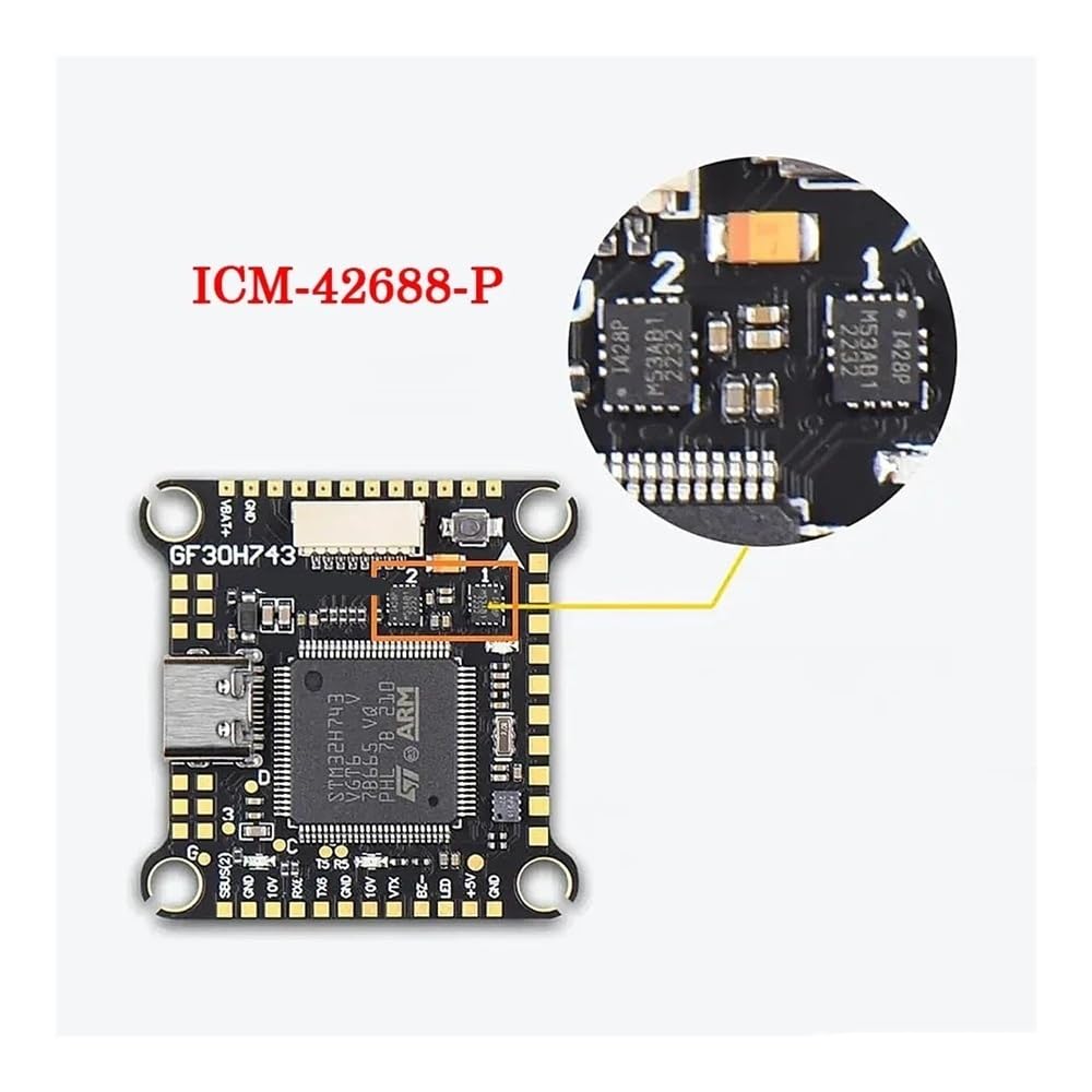GF30H743 480MHZ kontroler lotu ICM42688 PODWÓJNY Barometr OSD 128M czarne pudełko podwójne BEC 3-6S LIPO nadaje się do drona wyścigowego RC FPV