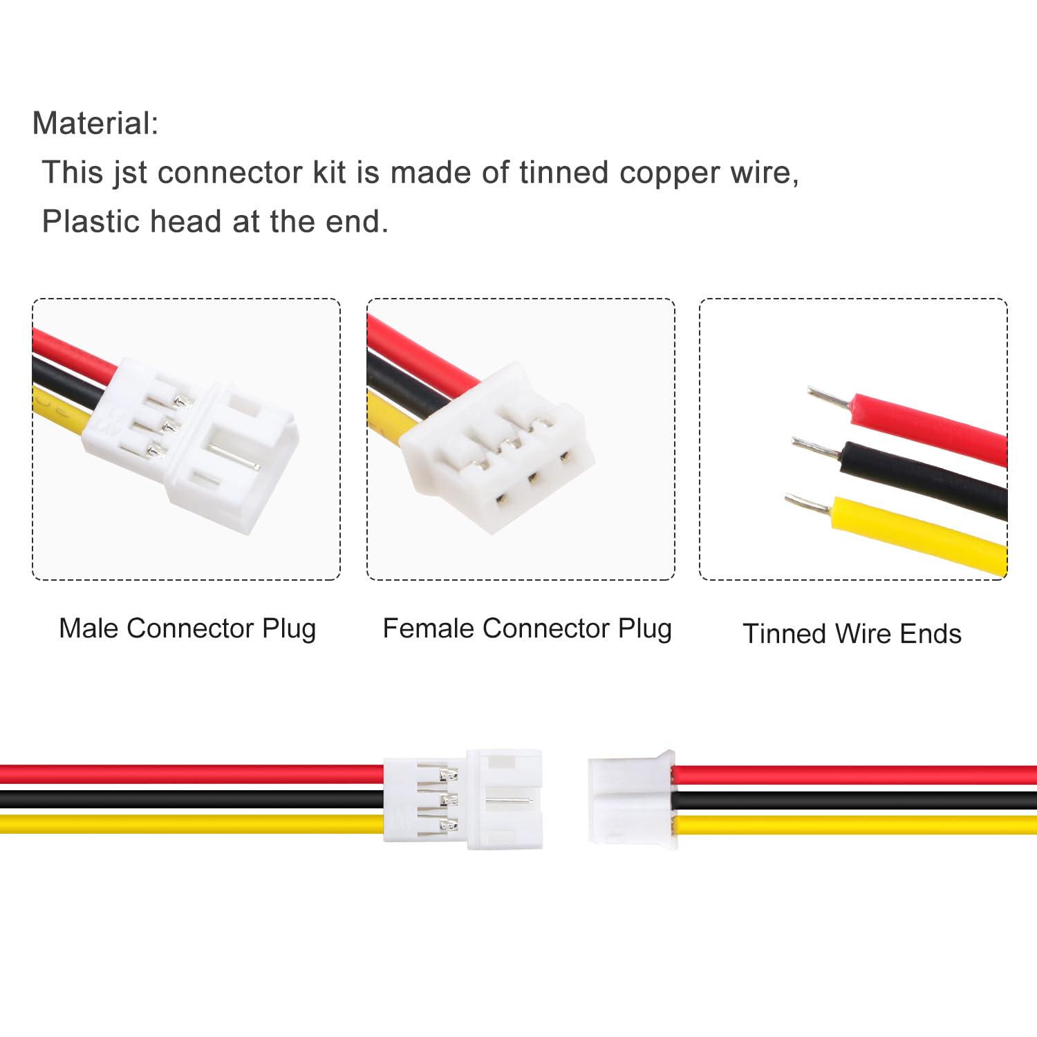 Lyeteung 20 works Mini Micro JST-PH 2.0 Plug Connector, JST 3 Pin Micro Electrical Male and Female Connector Plug Wire Cable - Image 3