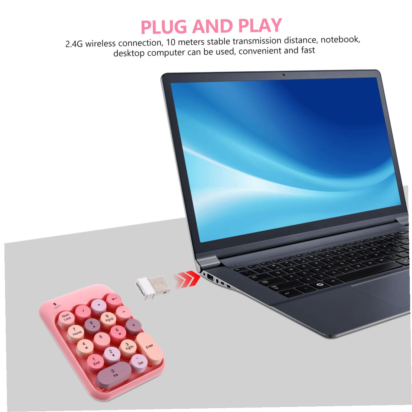 Tastierino Numerico Wireless Mini per Computer Portatile 18 Tasti Rosa | Tastiera Numerica Wireless Piccola, 18 Tasti Indipendenti in Abs, Rosa, per Ufficio e Notebook Portatile