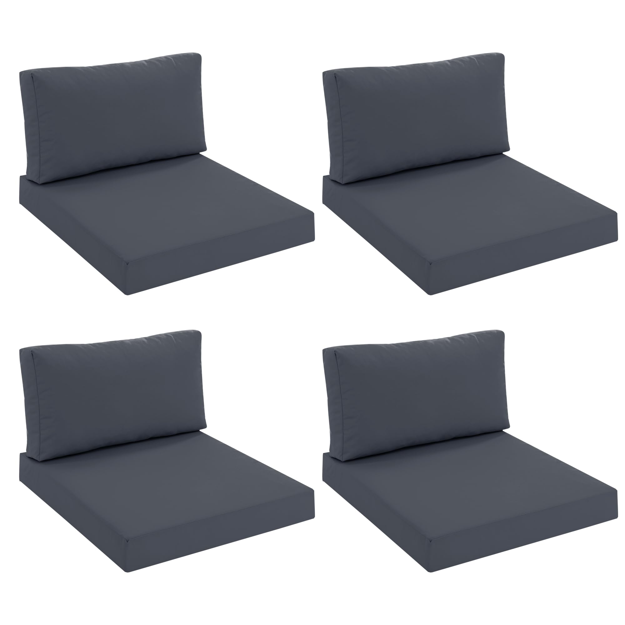 Summsun Outdoor Chair Cushions for Patio Furniture with Waterproof Detachable Cover, Deep Seat Couch Cushion Replacement and Backrest Pillow for Sectional Sofa, 25.6 x 25.6 Inch, Dark Grey, Set of 4