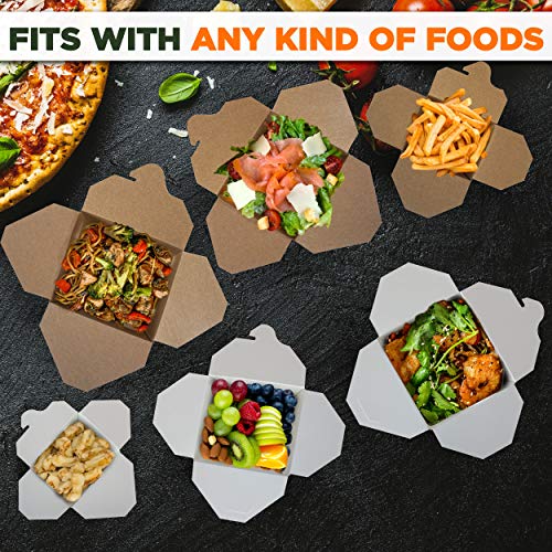 Fit Meal Prep FAF300351 50 Pack 8 Oz Chinese Take Out Boxes - 3 X 2.5 Inch Plain Kraft Paperboard Food Containers, Leak And Grease Resistant Pint Size Asian Rectangle To Go Boxes thumb #5